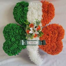 Irish Theme Funeral Flowers Artificial Tribute Wreath Grave Memorial Shamrock
