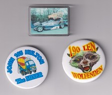 BriSCA F Stock Car Racing 22 Will Yarrow 190 L Wolfenden 165 John Hulton Badges