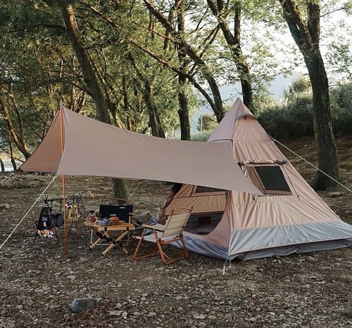 Tent with awning - tent, person