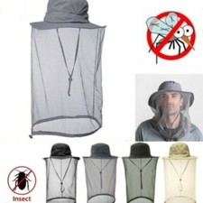 Midge Mosquito Head Net Hat Insect Fly Mesh Face Protector Travel Camping NEW UK