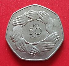 1973 EEC 50p Coin Ring Of Hands (Large Old Style Fifty Pence)