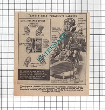 Airman Airmen's Parachute Harness World War Two WW2 DIAGRAM - c.1940 Clipping