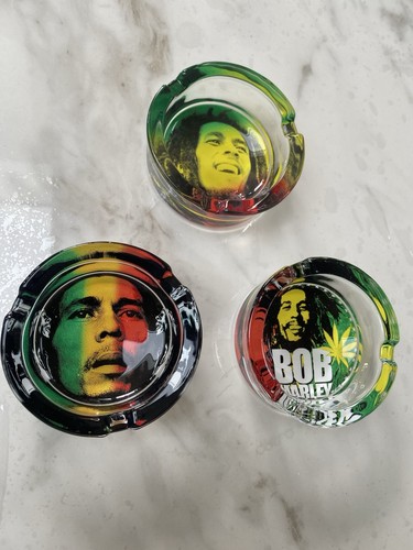 Bob marley glass ashtrays set - bob,