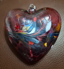 Large red glass heart shaped - large,