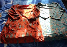 Seasalt Needle cord Tunic Dress Orange Blue Leaves Size 12 Tunic Dress Teal 14