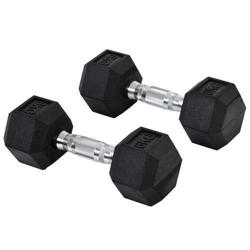 Hexagonal dumbbells 2x6kg - hexagonal,