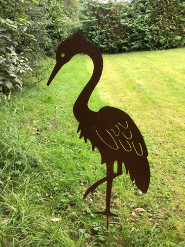 Metal rusty heron silhouette - rusty,