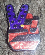 V Victory Peace Sign USA American Motor Cycle Motorbike Biker Enamel Pin / Badge