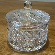 Crystal Glass Canister Jar Biscuit Barrel Candy Cookie Lid Vintage