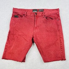 Stussy Denim Shorts Men’s NYLTLA Nineteen Eighty Red Cut-Off Size 34  Streetwear