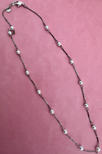Silver pearl necklace - silver,