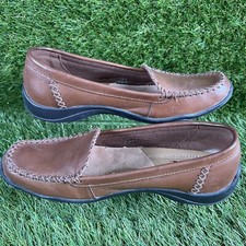 EARTH SPIRIT UK 4 EU 37 WOMENS  BROWN REAL LEATHER LOAFERS FLAT SHOES