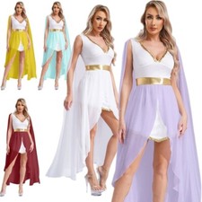 UK Womens Ancient Greek Queen Princess Cosplay Dress Roman Grecian Toga Costumes