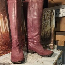 Next Womens Plum Leather Knee Length Boots Size 5/38