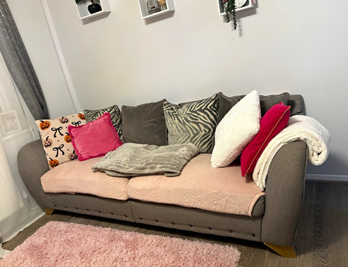 Grey fabric seater sofa - 3-seater,