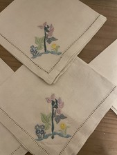 4 Vintage Hand Embroidered