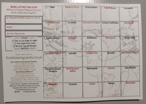 Rugby union fundraising cards - rugby,