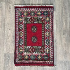 79 x 50cm Vintage Handmade Afghan Carpet Door Bath Mat Small Oriental Wool Rug