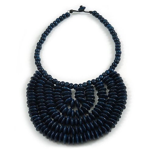 Statement dark blue - wood, bead