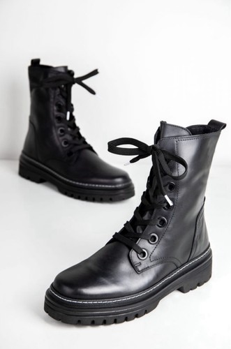 Gabor black leather lace - black, up