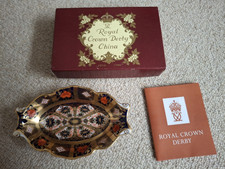Oval Fluted Pin Trinket Dish WITH BOX  Royal Crown Derby Imari  1128 Great gift