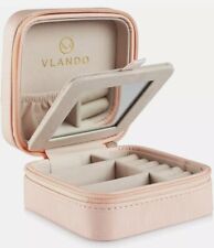 Vlando Faux Leather Travel Jewellery Box Organizer Storage Case Macaroon PINK