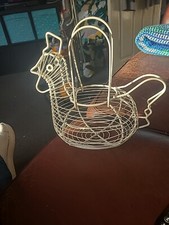 Vintage French Wire Chicken Hen Egg Basket