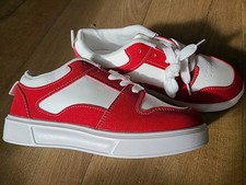 LADIES SIZE UK 3.5 BRAND NEW UNBRANDED TRAINERS RED & WHITE LIGHTWEIGHT