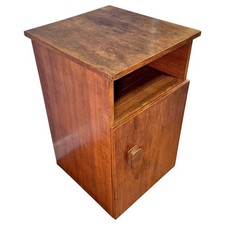 Vintage Teak Bedside Cabinet Mid Century Modern Nightstand with Cupboard & Shelf