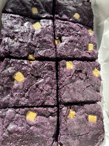 Ube brownies with - ube, white