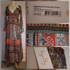 Tigerlily Kefalonia Suri Wrap Maxi Dress Kefalonia Patchwork Size AU- 8 BNWT