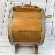 Antique Hand Crank Wood Barrel