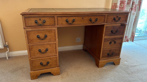 Antique double pedestal desk - pedestal,