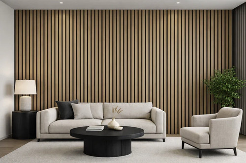 Pvc oak slat wall panels - pvc, 8