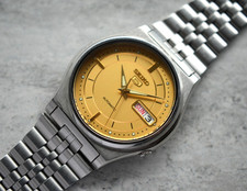 2000 Seiko 5 Men’s Automatic Watch 7S26 Gold Dial Bracelet Day Date