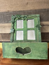 green wooden mirror wall