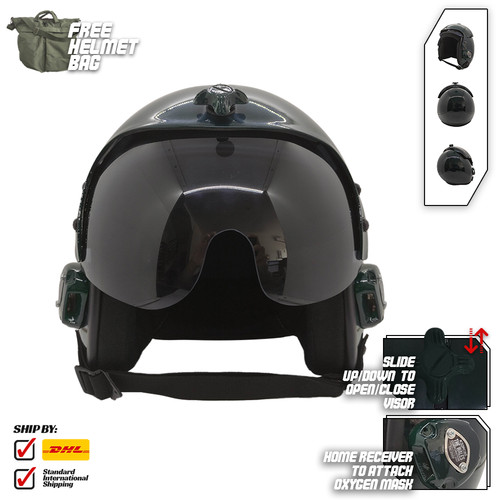 Plain green flight helmet - green,