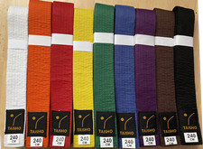 COLOURED BELTS (Plain)for Martial Arts, Judo, Karate, Kickboxing, MMA, Taekwondo