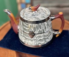 Vintage Arthur Wood Silver Shield Teapot - Bark Effect - England 1950s