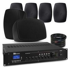 Wall Speaker System with Amplifier for In/Outdoor - 6x 5.25" BHW50BK