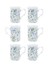 BONE CHINA SET OF 6 BLUEBELL CHINTZ BEAKERS/MUGS- GIFT BOXED