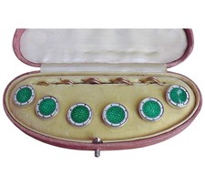 Silver and Enamel Set of Cased