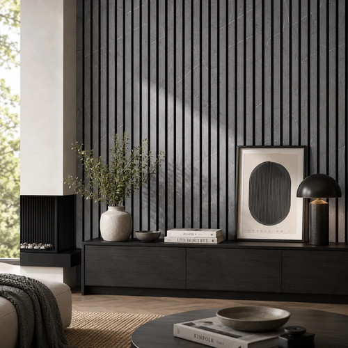 Stone grey acoustic wood panel - stone,