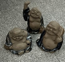 Vintage Laughing Buddha figurines X3 , also known as Budai VGC