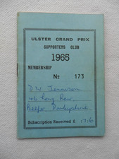 1965 ULSTER GRAND PRIX, Supporters Club Membership Booklet