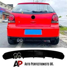 VW Polo MK4 9N GTI Style Rear Gloss Black Valance Diffuser Lip Spoiler Body Kit