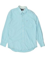 TOMMY HILFIGER Mens Shirt Large Blue Cotton BI66