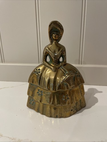 Brass crinoline lady - lady, bell
