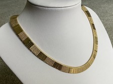 Vintage Gold plated Flat Bar Segmented Choker Collar cleopatra style Necklace