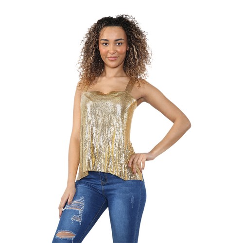 Women chainmail top - top, metallic